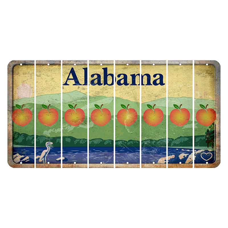 Alabama Lake and Forest Cut License Plate Strips (Set of 8) Peach