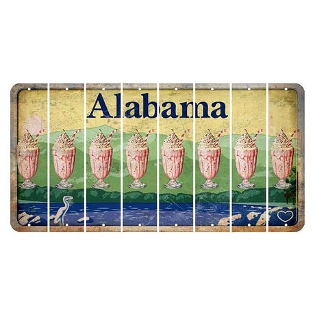 Alabama Lake and Forest Cut License Plate Strips (Set of 8) Milkshake