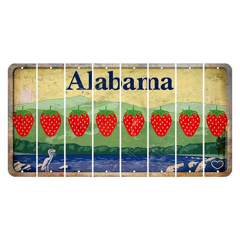 Alabama Lake and Forest Cut License Plate Strips (Set of 8) Strawberry