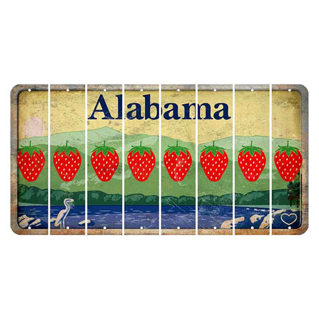 Alabama Lake and Forest Cut License Plate Strips (Set of 8) Strawberry