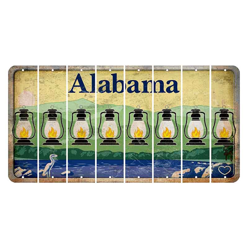Alabama Lake and Forest Cut License Plate Strips (Set of 8) Lantern