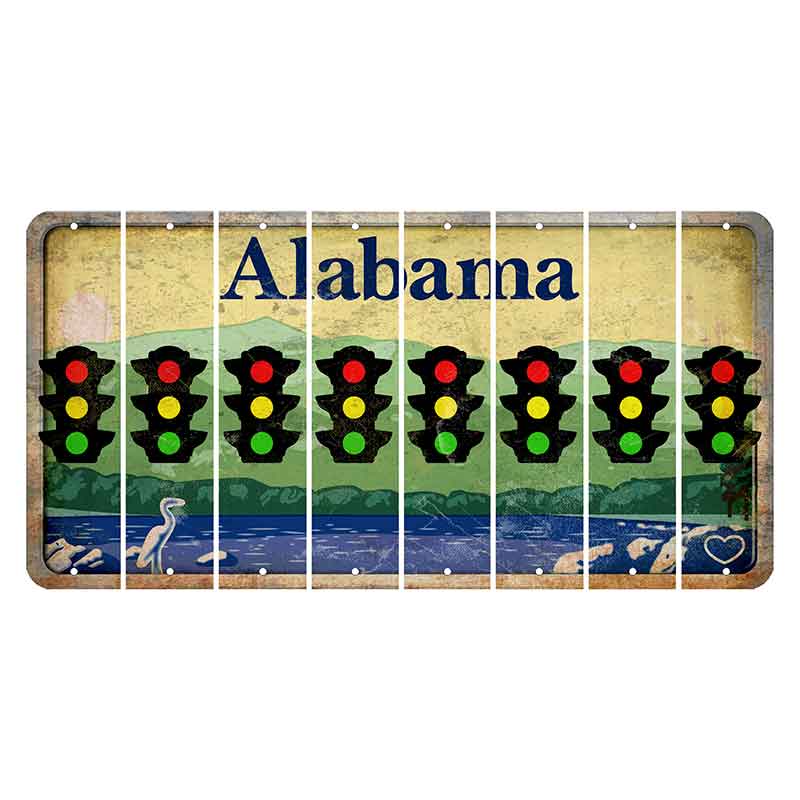 Alabama Lake and Forest Cut License Plate Strips (Set of 8) Traffic Light