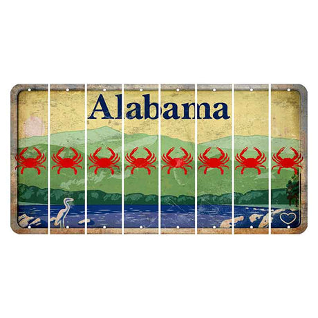 Alabama Lake and Forest Cut License Plate Strips (Set of 8) Crab