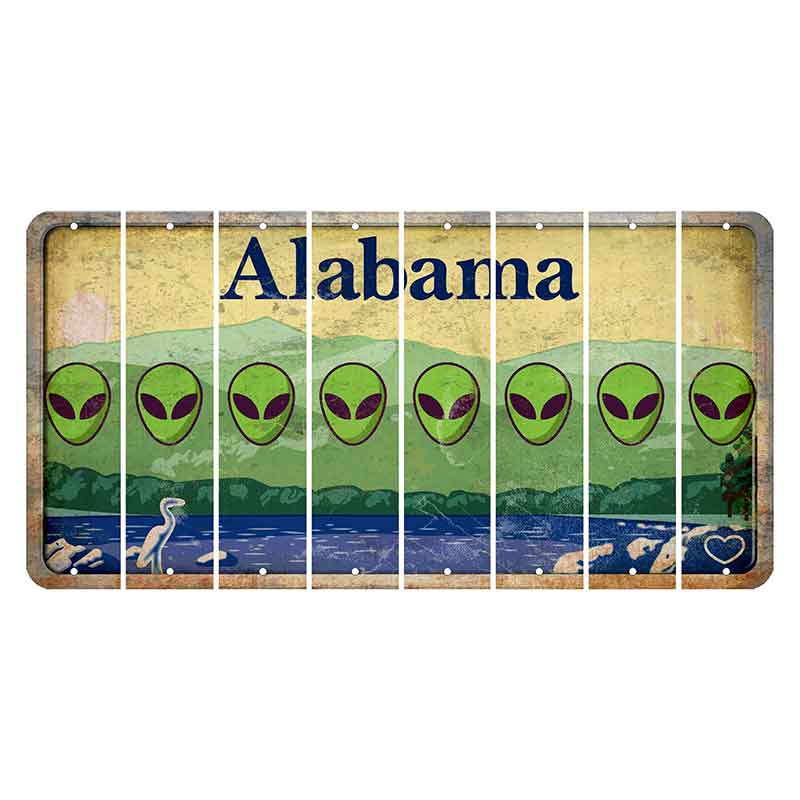 Alabama Lake and Forest Cut License Plate Strips (Set of 8) Alien