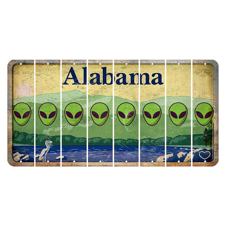 Alabama Lake and Forest Cut License Plate Strips (Set of 8) Alien