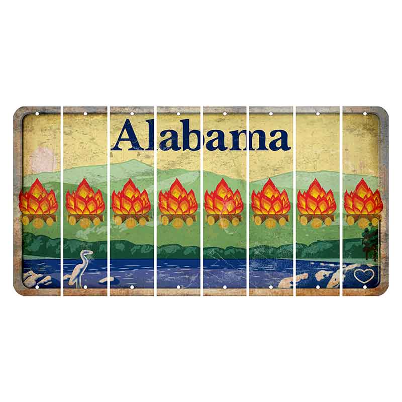 Alabama Lake and Forest Cut License Plate Strips (Set of 8) Campfire