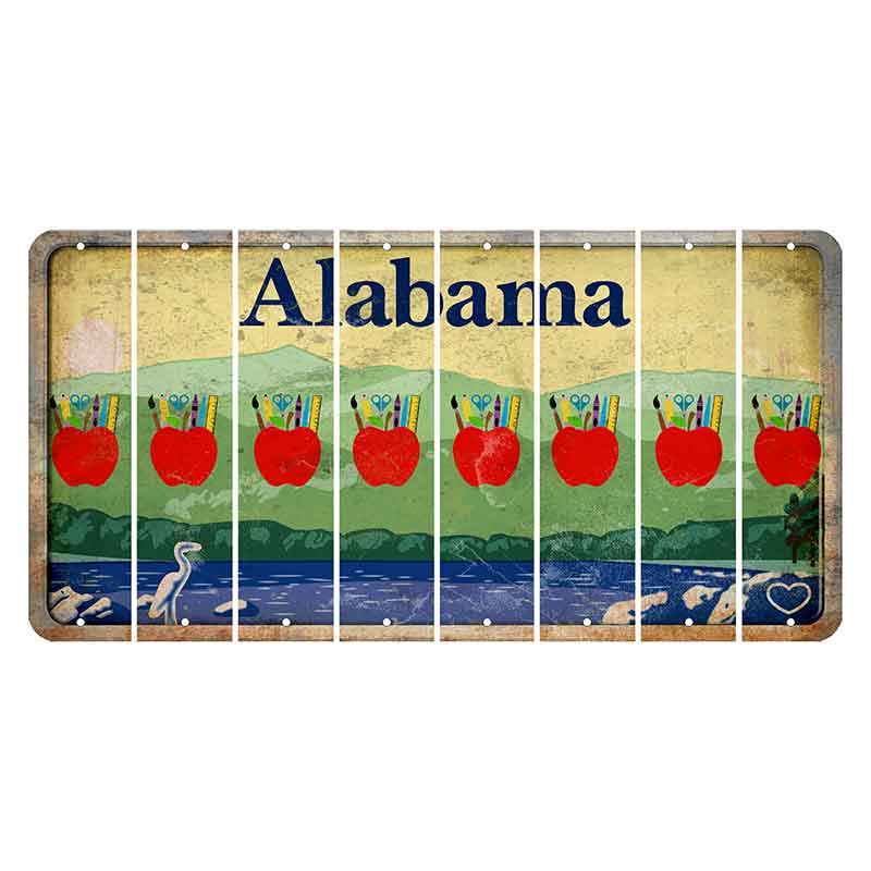 Alabama Lake and Forest Cut License Plate Strips (Set of 8) Teacher Apple