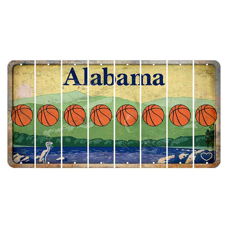 Alabama Lake and Forest Cut License Plate Strips (Set of 8) Basketball