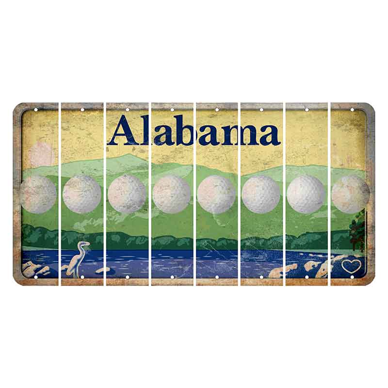 Alabama Lake and Forest Cut License Plate Strips (Set of 8) Golfball