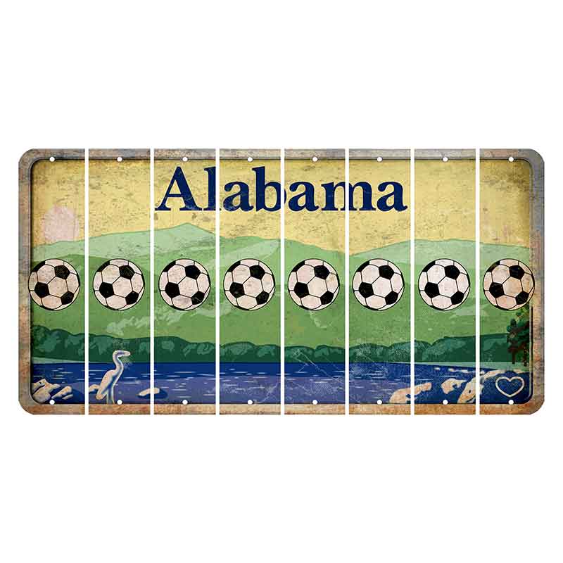 Alabama Lake and Forest Cut License Plate Strips (Set of 8) Soccerball