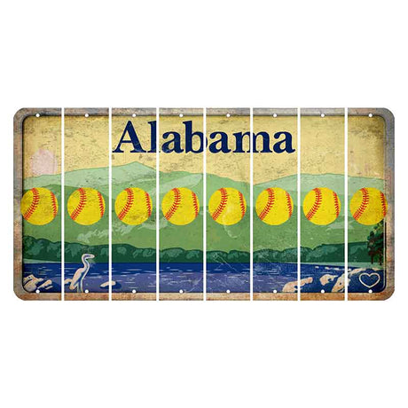 Alabama Lake and Forest Cut License Plate Strips (Set of 8) Softball
