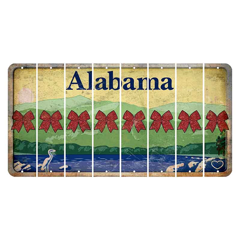 Alabama Lake and Forest Cut License Plate Strips (Set of 8) Cheer Bow