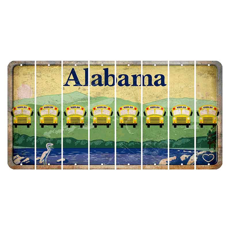 Alabama Lake and Forest Cut License Plate Strips (Set of 8) School Bus