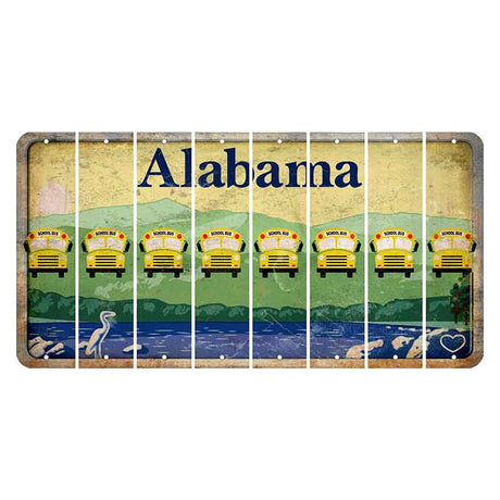 Alabama Lake and Forest Cut License Plate Strips (Set of 8) School Bus