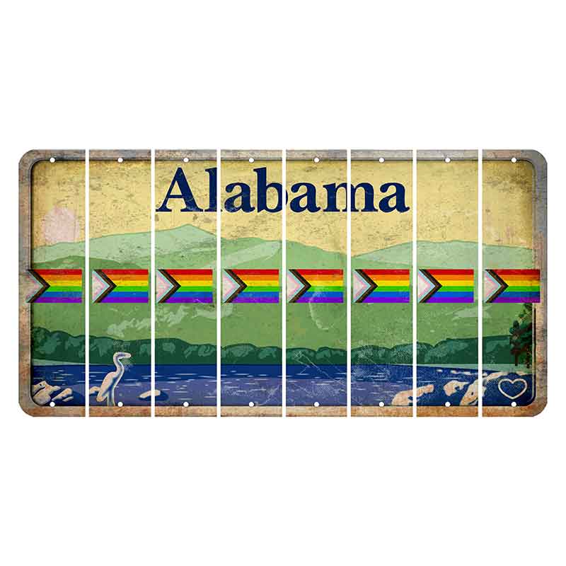 Alabama Lake and Forest Cut License Plate Strips (Set of 8) LGBTQ Flag