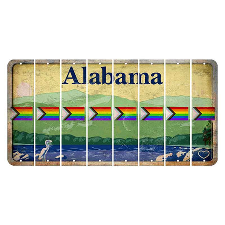 Alabama Lake and Forest Cut License Plate Strips (Set of 8) LGBTQ Flag