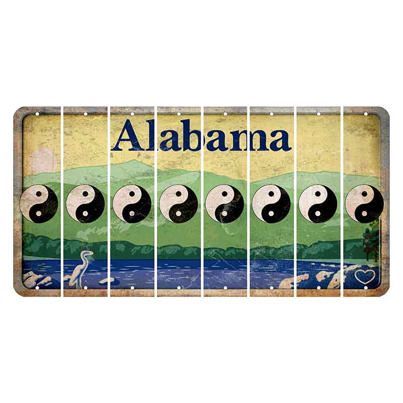 Alabama Lake and Forest Cut License Plate Strips (Set of 8) Yin Yang