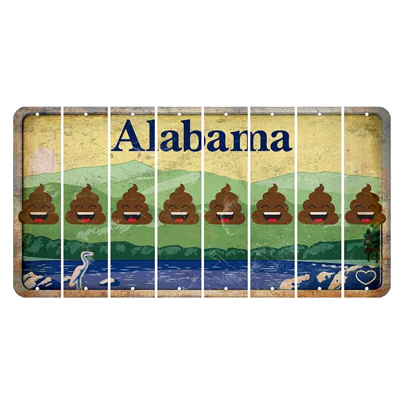 Alabama Lake and Forest Cut License Plate Strips (Set of 8) Emoji - Poop