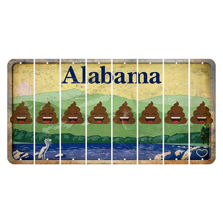 Alabama Lake and Forest Cut License Plate Strips (Set of 8) Emoji - Poop