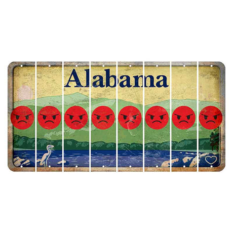 Alabama Lake and Forest Cut License Plate Strips (Set of 8) Emoji - Angry