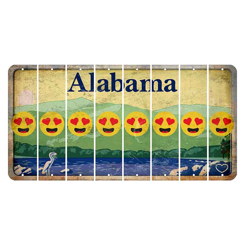 Alabama Lake and Forest Cut License Plate Strips (Set of 8) Emoji - Heart Eyes