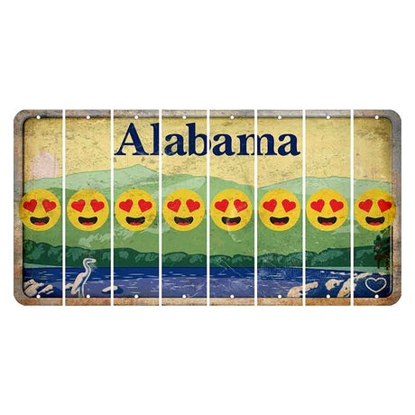 Alabama Lake and Forest Cut License Plate Strips (Set of 8) Emoji - Heart Eyes
