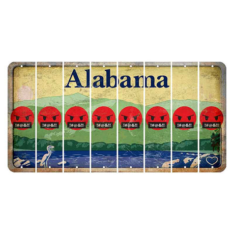Alabama Lake and Forest Cut License Plate Strips (Set of 8) Emoji - Pissed