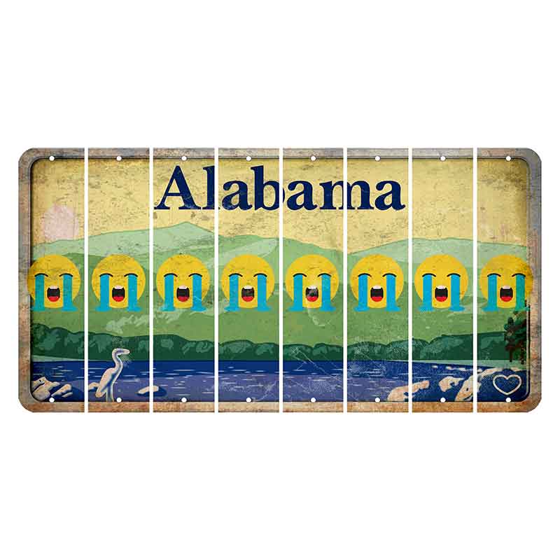 Alabama Lake and Forest Cut License Plate Strips (Set of 8) Emoji - Crying