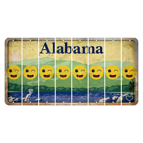 Alabama Lake and Forest Cut License Plate Strips (Set of 8) Emoji - Winking