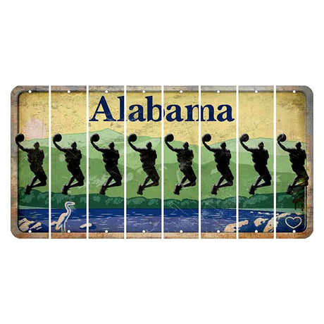 Alabama Lake and Forest Cut License Plate Strips (Set of 8) Basketball Player