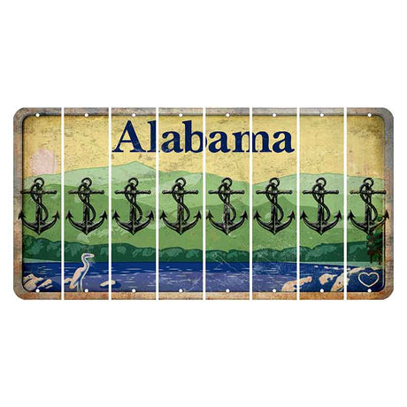 Alabama Lake and Forest Cut License Plate Strips (Set of 8) Boat Anchor