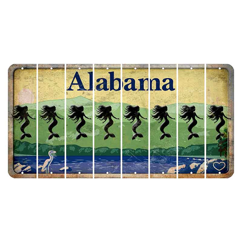 Alabama Lake and Forest Cut License Plate Strips (Set of 8) Mermaid