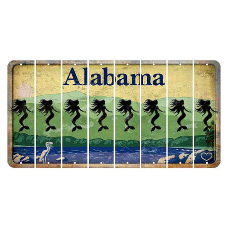 Alabama Lake and Forest Cut License Plate Strips (Set of 8) Mermaid
