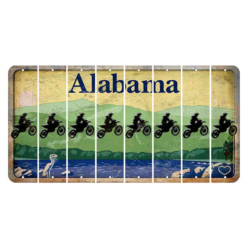Alabama Lake and Forest Cut License Plate Strips (Set of 8) Dirtbike Rider