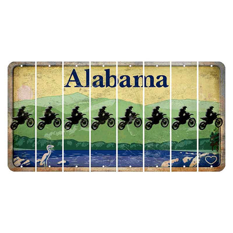 Alabama Lake and Forest Cut License Plate Strips (Set of 8) Dirtbike Rider