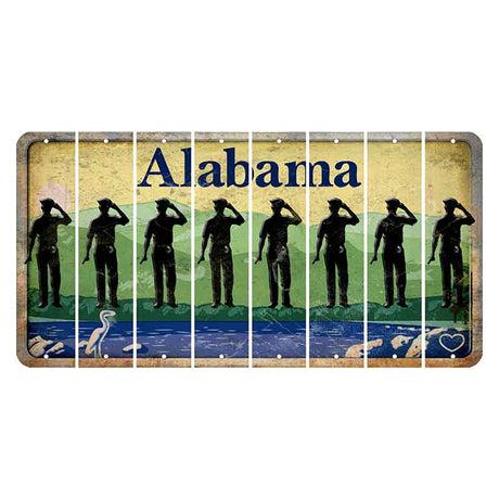 Alabama Lake and Forest Cut License Plate Strips (Set of 8) Police Officer