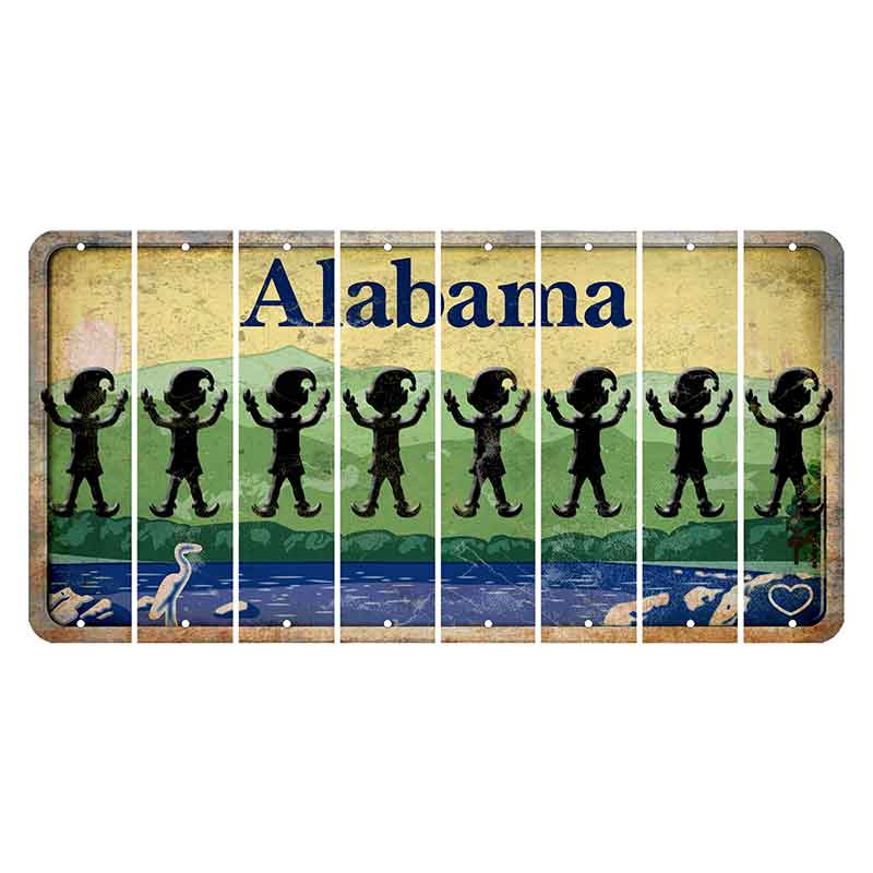 Alabama Lake and Forest Cut License Plate Strips (Set of 8) Elf