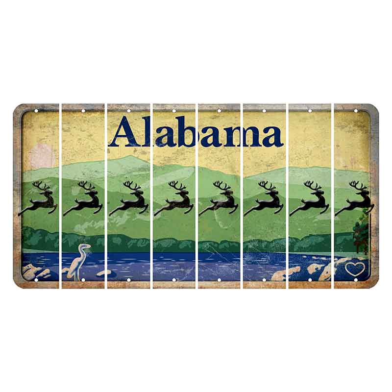 Alabama Lake and Forest Cut License Plate Strips (Set of 8) Reindeer
