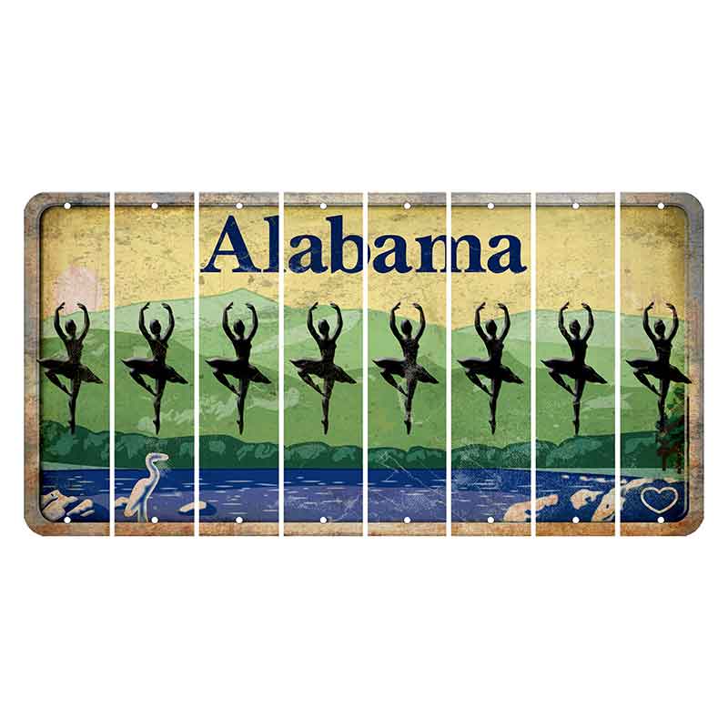 Alabama Lake and Forest Cut License Plate Strips (Set of 8) Ballerina Dancer