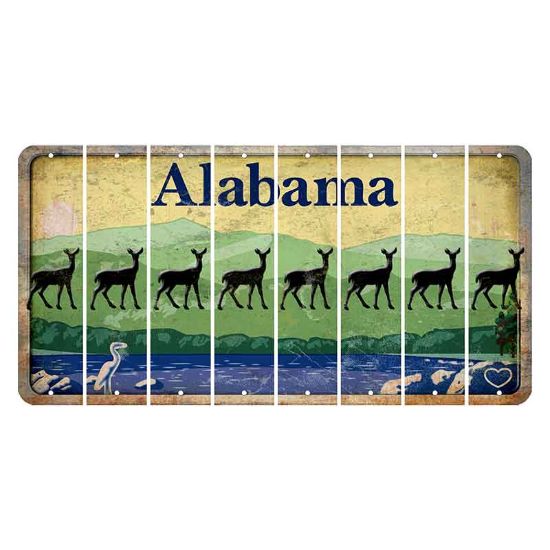Alabama Lake and Forest Cut License Plate Strips (Set of 8) Doe