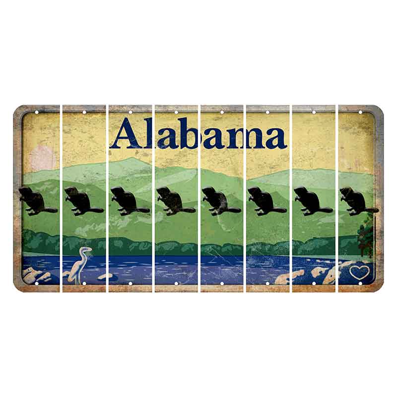Alabama Lake and Forest Cut License Plate Strips (Set of 8) Beaver