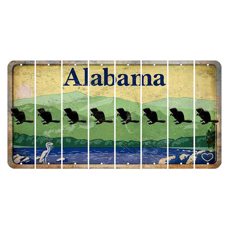 Alabama Lake and Forest Cut License Plate Strips (Set of 8) Beaver