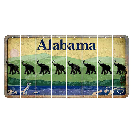 Alabama Lake and Forest Cut License Plate Strips (Set of 8) Elephant