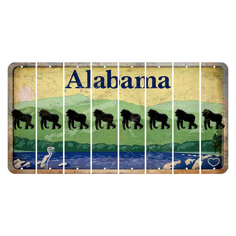 Alabama Lake and Forest Cut License Plate Strips (Set of 8) Gorilla