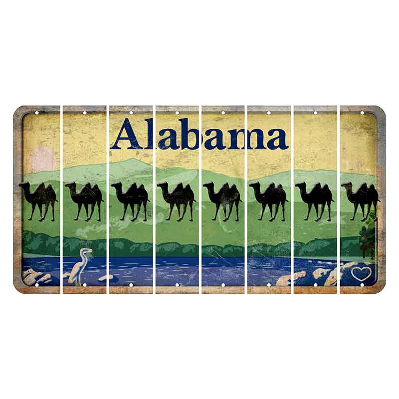 Alabama Lake and Forest Cut License Plate Strips (Set of 8) Camel