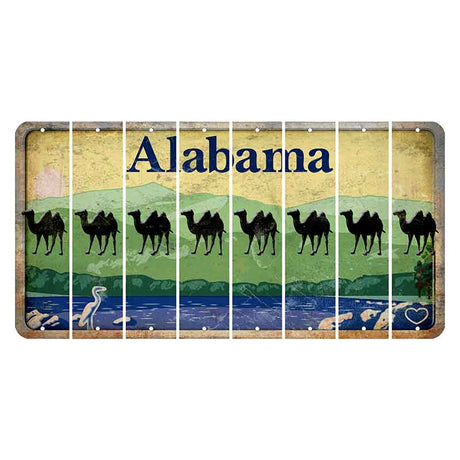 Alabama Lake and Forest Cut License Plate Strips (Set of 8) Camel