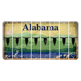 Alabama Lake and Forest Cut License Plate Strips (Set of 8) Cow Skull