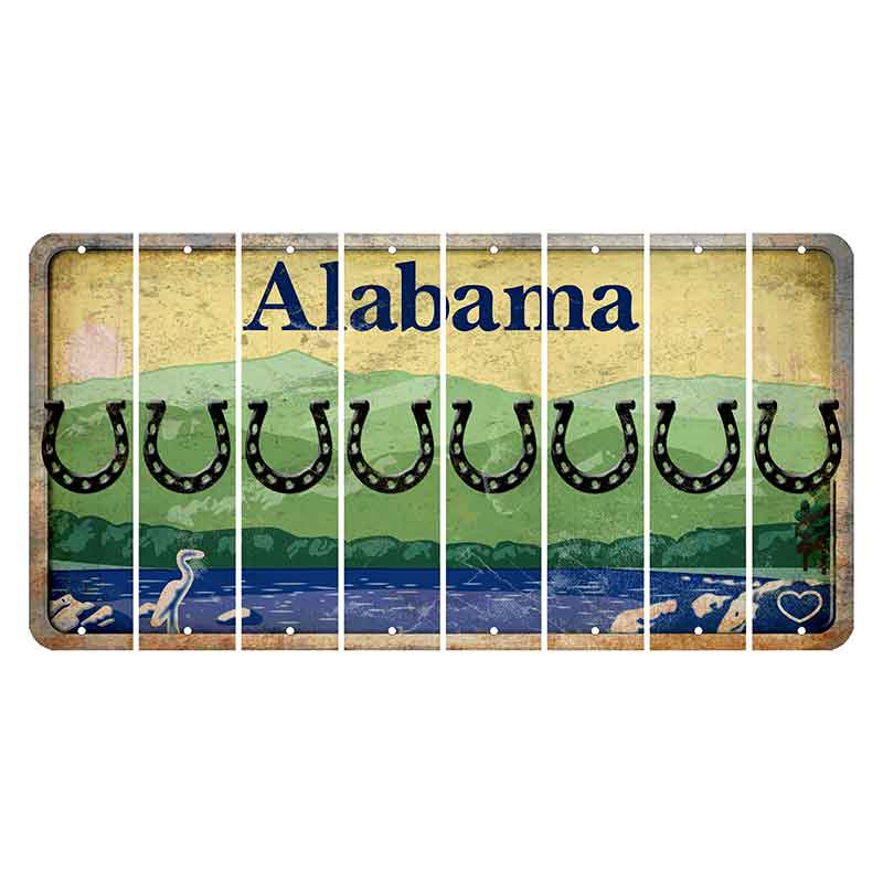 Alabama Lake and Forest Cut License Plate Strips (Set of 8) Horseshoe
