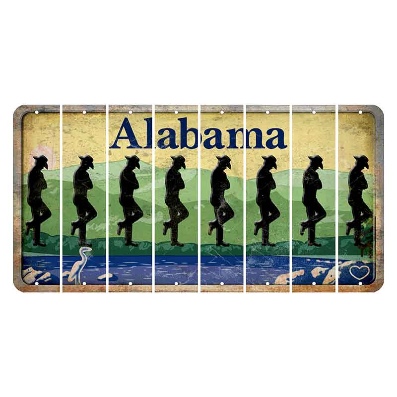 Alabama Lake and Forest Cut License Plate Strips (Set of 8) Cowboy - Leaning