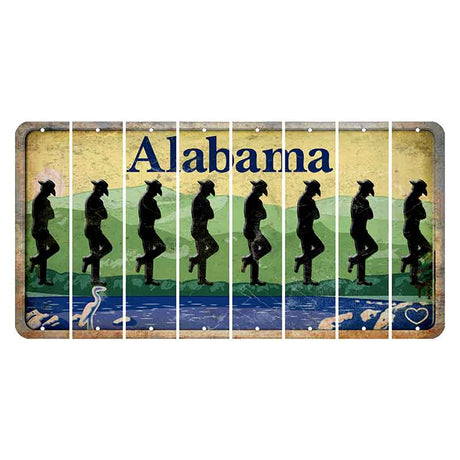 Alabama Lake and Forest Cut License Plate Strips (Set of 8) Cowboy - Leaning